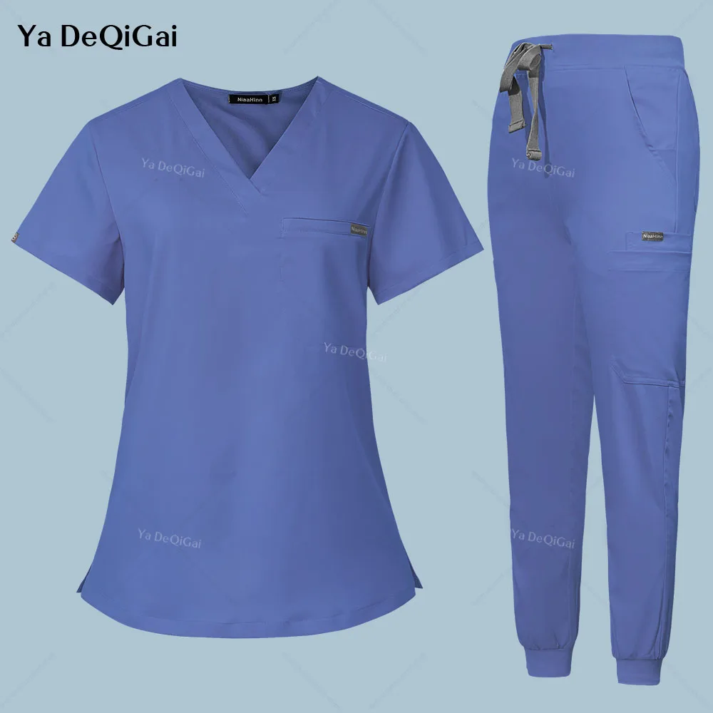 

Medical Nurse Uniform Scrubs Blouse Trousers Fashion Unisex Scrub Suit Short Sleeve T-shirt Jogger Pants Doctor Dentist Overalls