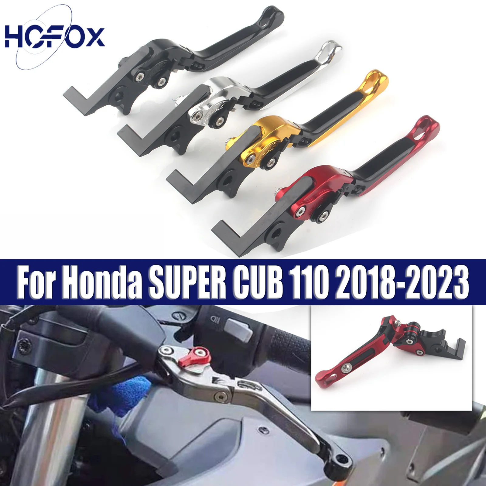 

For Honda SUPER CUB 110 2018-2023 Motorcycle Scooter Brake Lever Front Disc Rear Drum Adjustable Brake Folding Extendable Brake