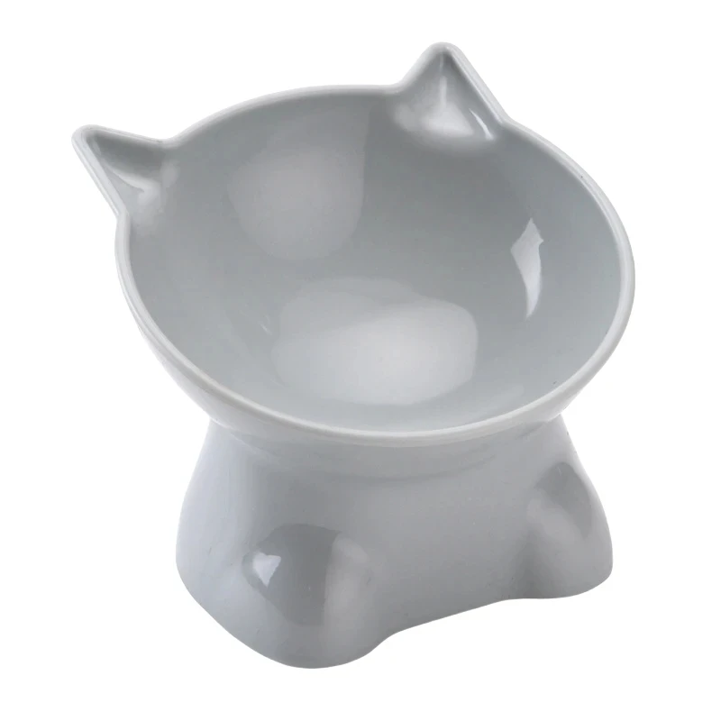 High Foot Pet Bowl Washable Plastic Combination Anti Tipping Drinking Water Protecting Cervical Vertebrae Cat Bowl