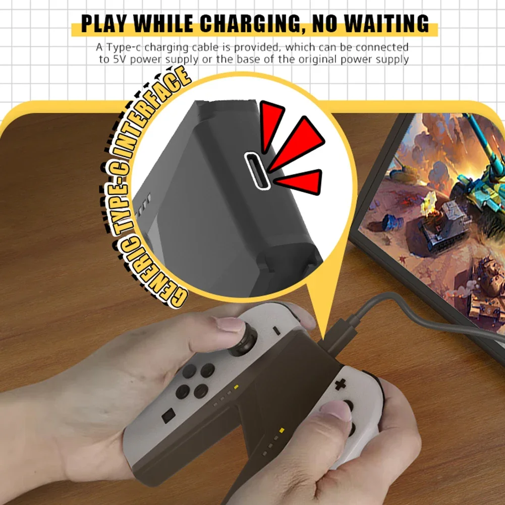 Game Controller Charging Dock Grip V-Shaped Charging Dock Station Handle Grip for Nintendo Switch/Switch OLED Joy-con