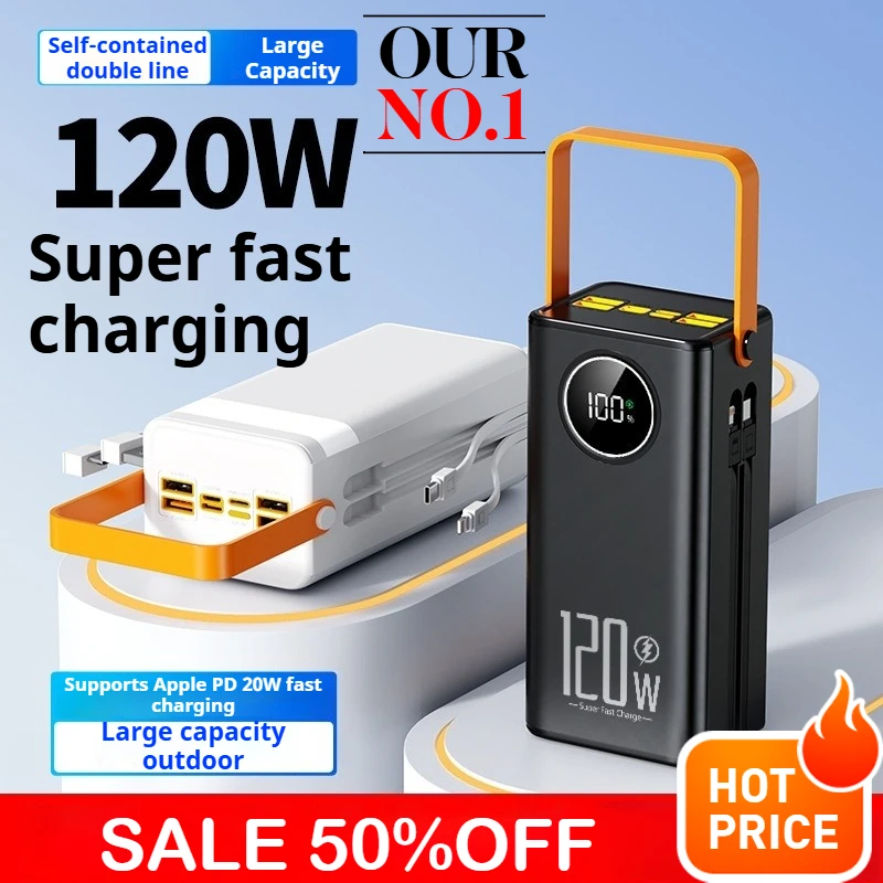 

120W built-in cable power bank 8000mAh ultra fast charging power bank