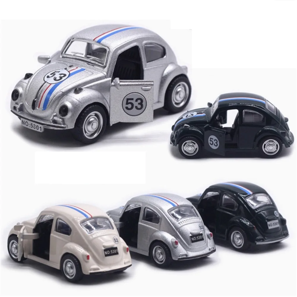 New Alloy Pullback Car 1:43 Retro Style Three Wheeled Vehicle Model Door Can Open Cartoon Design Sports Car Model