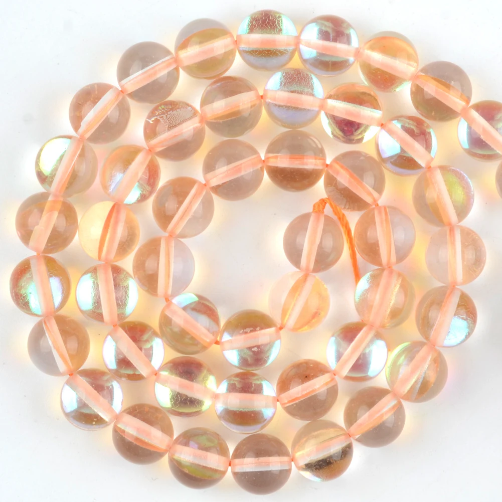 6-12mm Natural Apricot Austrian Crystal Stone Beads Round Loose Beads for Jewelry Making DIY Charm Bracelet Necklace Accessories