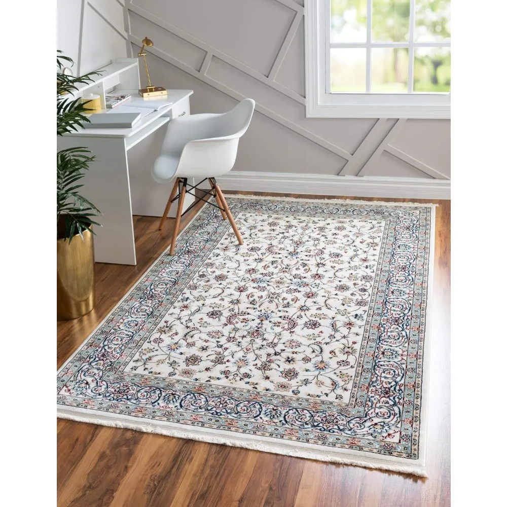 

Narenj Collection Area Rug - Leeds (8' x 10' Rectangle, Ivory/ Blue)