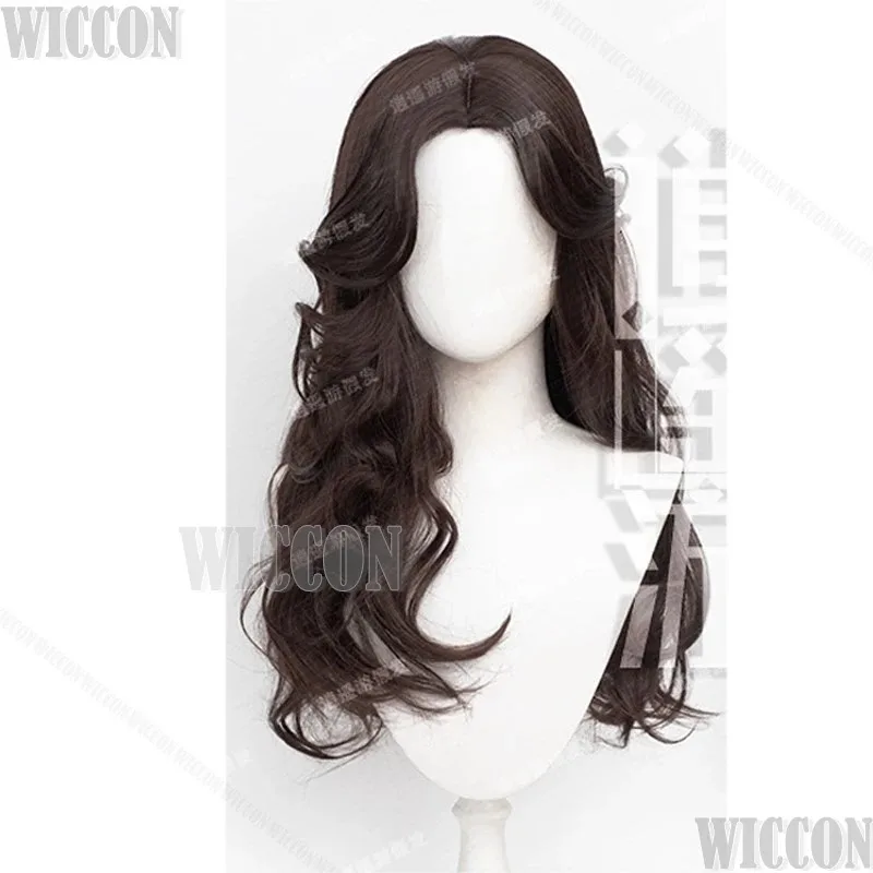 Peruka CyWild Game Hunt Yennefer z Wengbergu Cosplay Sexy Dojrzała Kobieta 70CM Brązowa Kręcona Peruka Naszyjnik Gwiazda Strój Halloweenowy Personalizowany