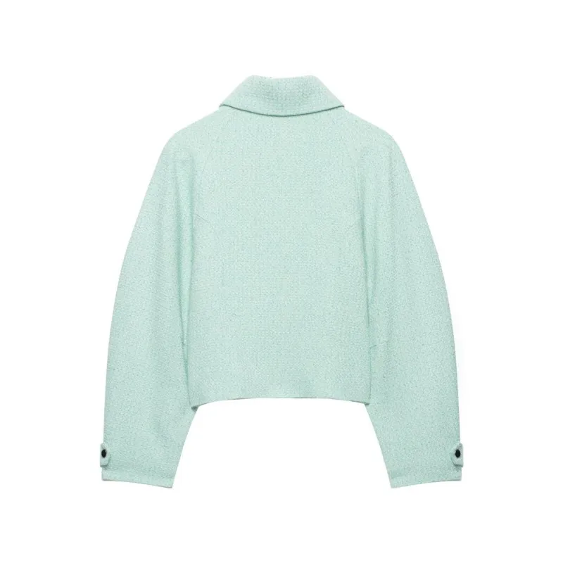 HipSeam Women's Textured Jacket with Zipper New 2026 Autumn Turn Down Collar Long Sleeve Women Coat Simple Female Tops