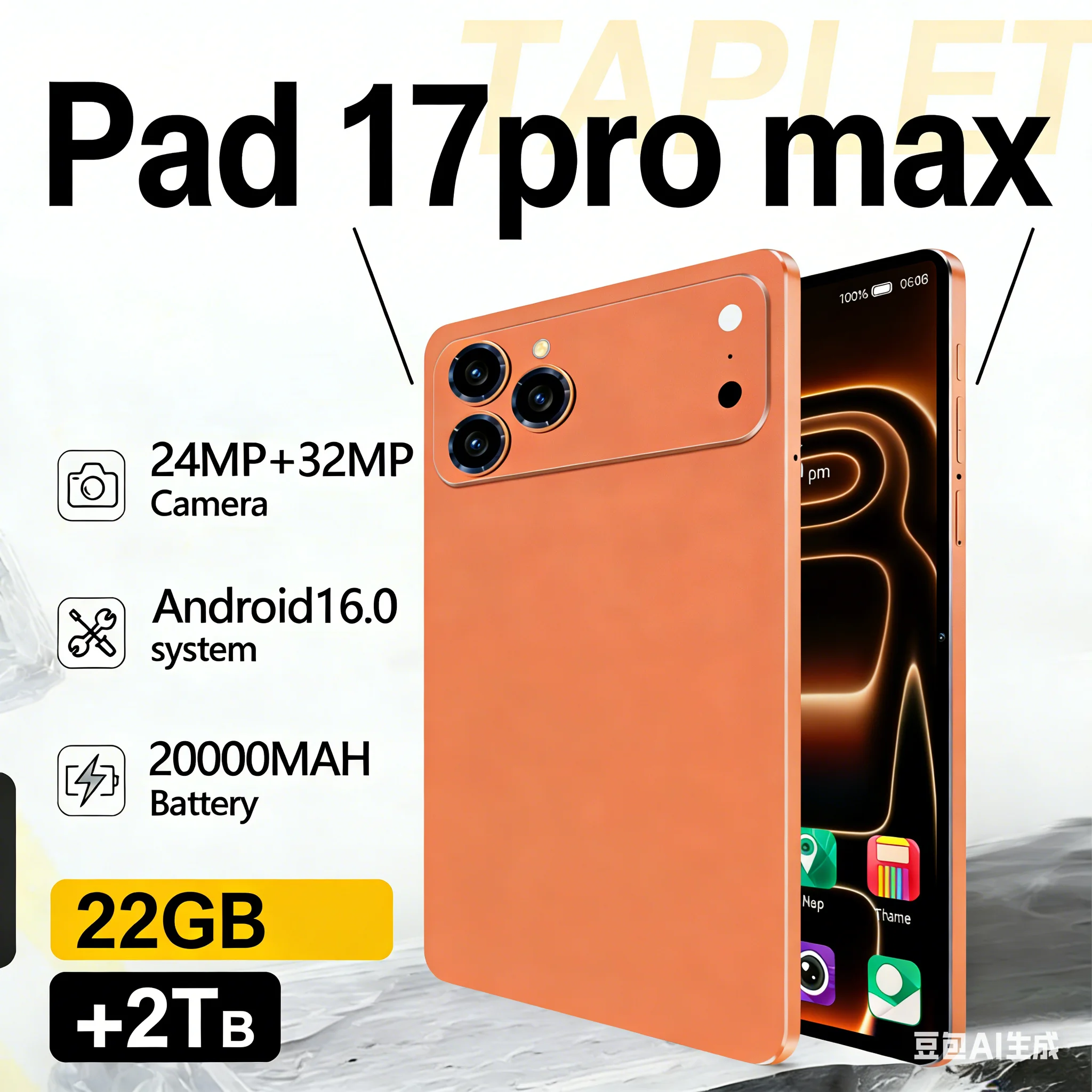 Новый планшет iPad 17 Pro Max 11.6 дюймов, Dual SIM, 24 ГБ ОЗУ, 2 ТБ ПЗУ, MTK G99, Android 16, 4K HD, 5G, поддержка двух SIM-карт, видеозвонки, Wi-Fi, глобальная версия MI PC