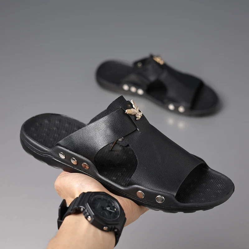 YRZL Herrenschuhe, Sommer-Hausschuhe, Herren-Innenrutschen, lässige Sandalen, leichte, atmungsaktive Strand-Hausschuhe für Herren, Sandalen – Detail 1