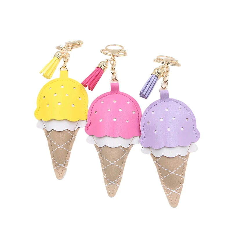 PU Tricolor Ice Cream Keychain Backpack Pendant Handbeaded Earphone Pendant With Girly Heart Phone Chain Bag Pendant Keychain