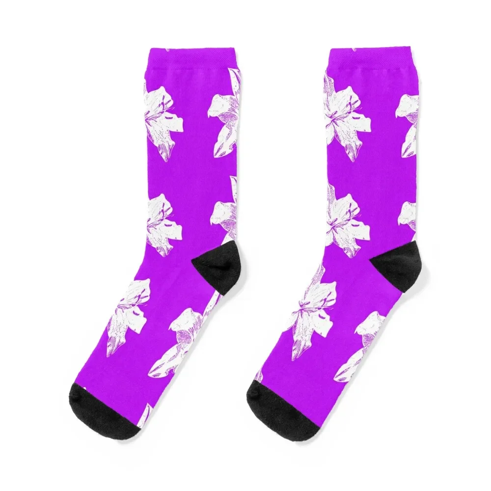 

White Lily White Print Socks valentine gift ideas Soccer floral gift Man Socks Women's