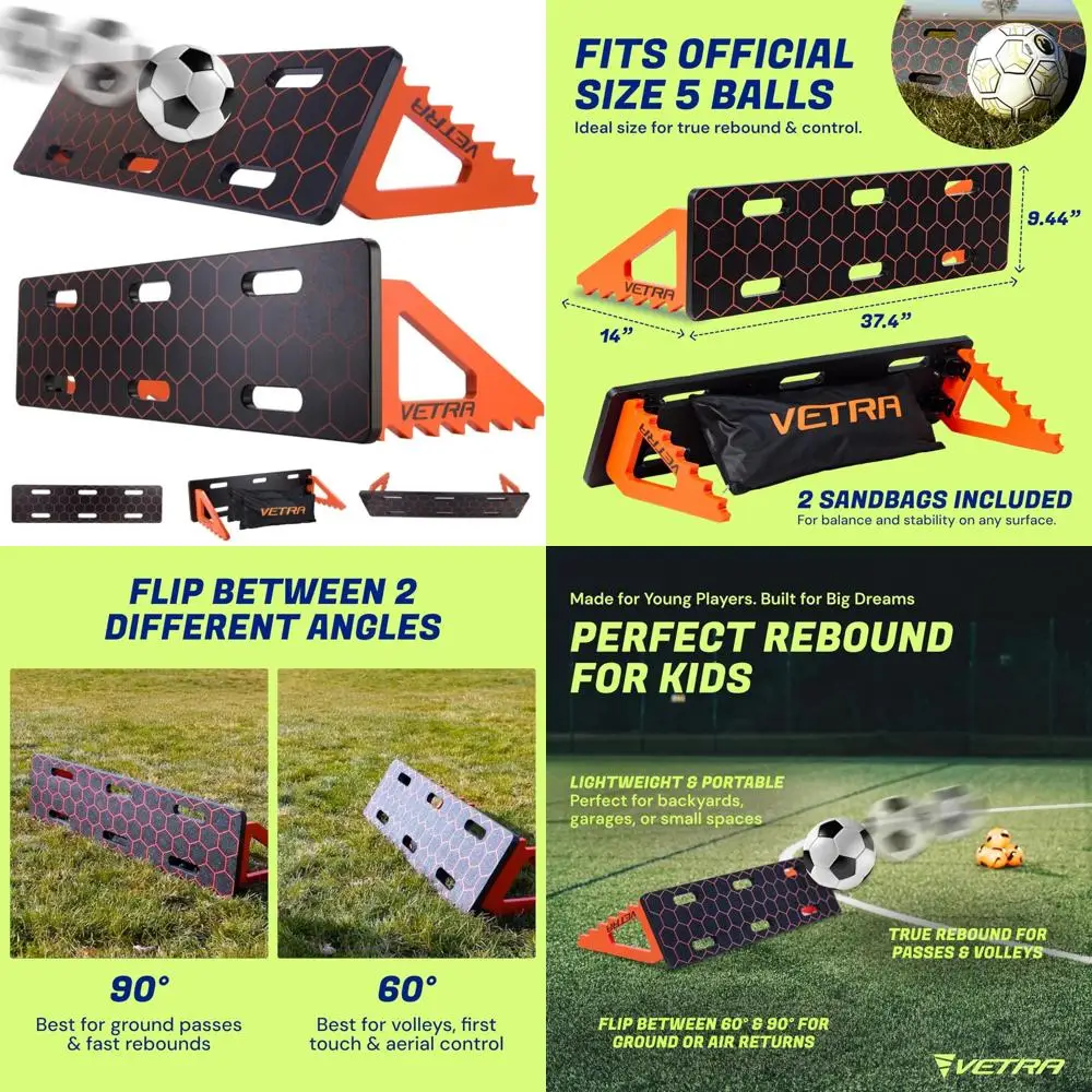 

Adjustable Portable Soccer Rebounder Board with 2 Sandbags - Durable Wall and Replay Trainer for Training Enhancement