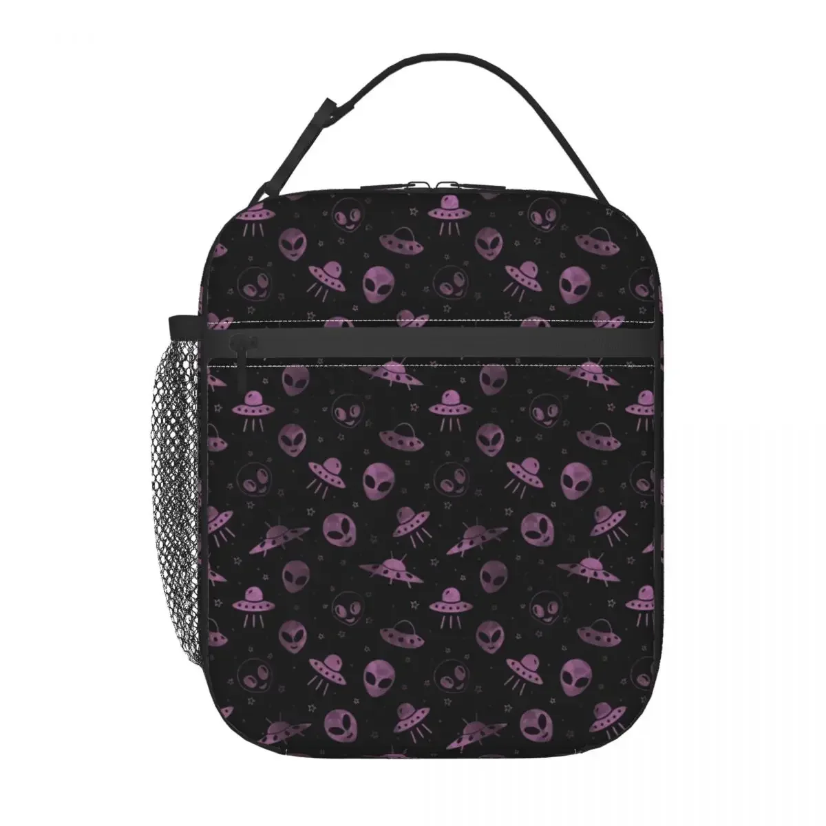 Aliens Space Star And UFOs Pattern Insulated Lunch Tote Bag for Women Portable Cooler Thermal Food Lunch Box School