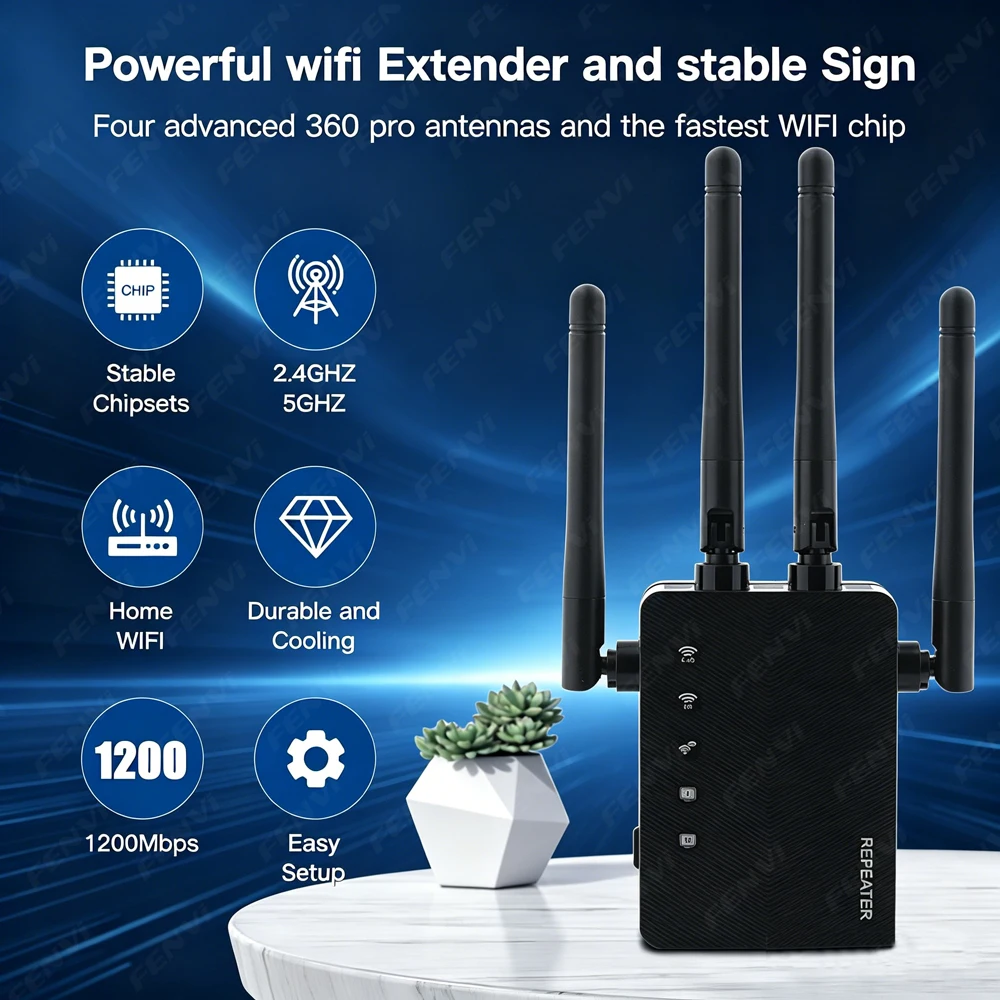 1200Mbps 5Ghz WiFi Repeater Dual Band 2.4G&5GHz Wireless Extender WiFi Booster WiFi Amplifier Long Range Signal WiFi Router Home - view 3
