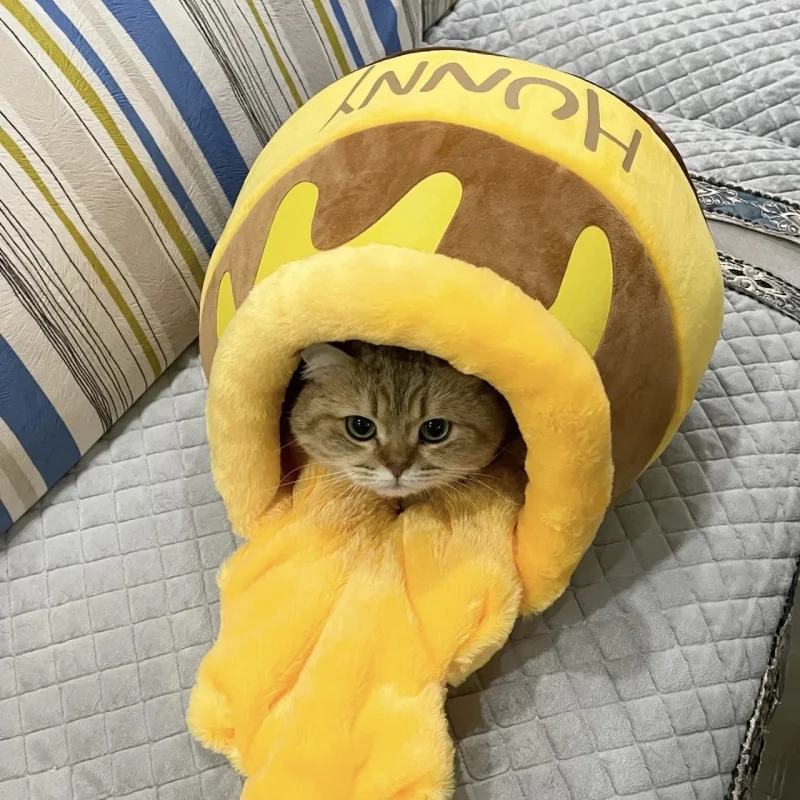 

Съемный медовый горшок и кровать для собаки, зимняя теплая милая гнездо для домашних животных, всесезонная закрытая удобная домашняя кровать для среднего размера