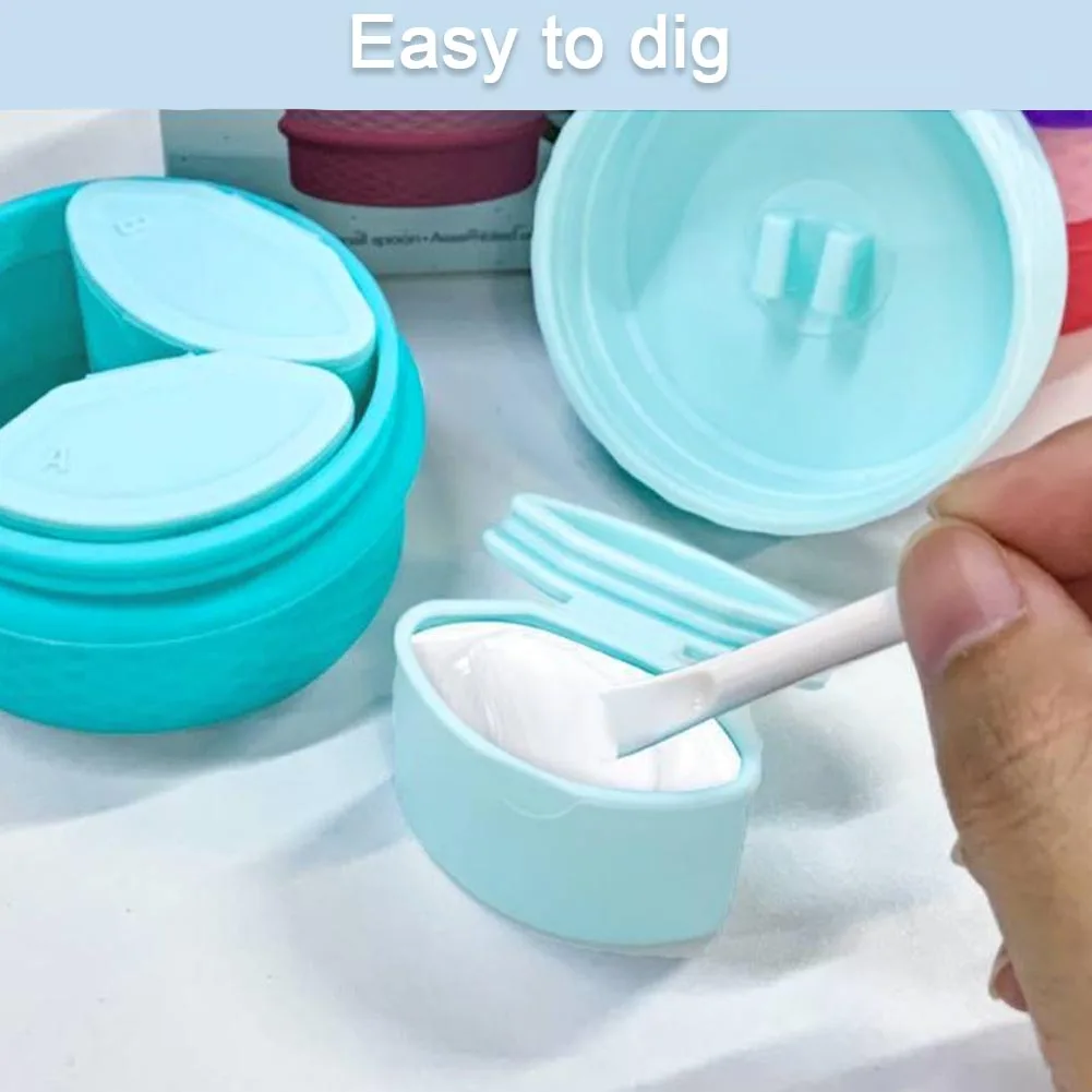 Travel Silicone Makeup Container Set Refillable Sealed Tank with Lid Spoon Reusable Leak Proof Cosmetic Packaging Box Dispenser