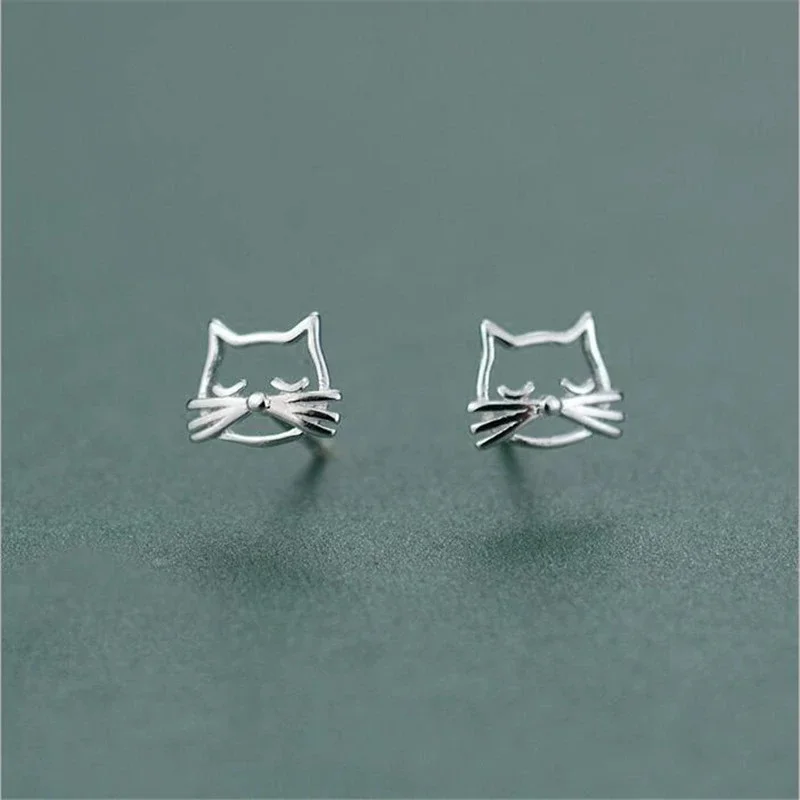 Hot selling new 925 sterling silver fashionable personalized cat hollow earrings exquisite trendy student accessories ED333