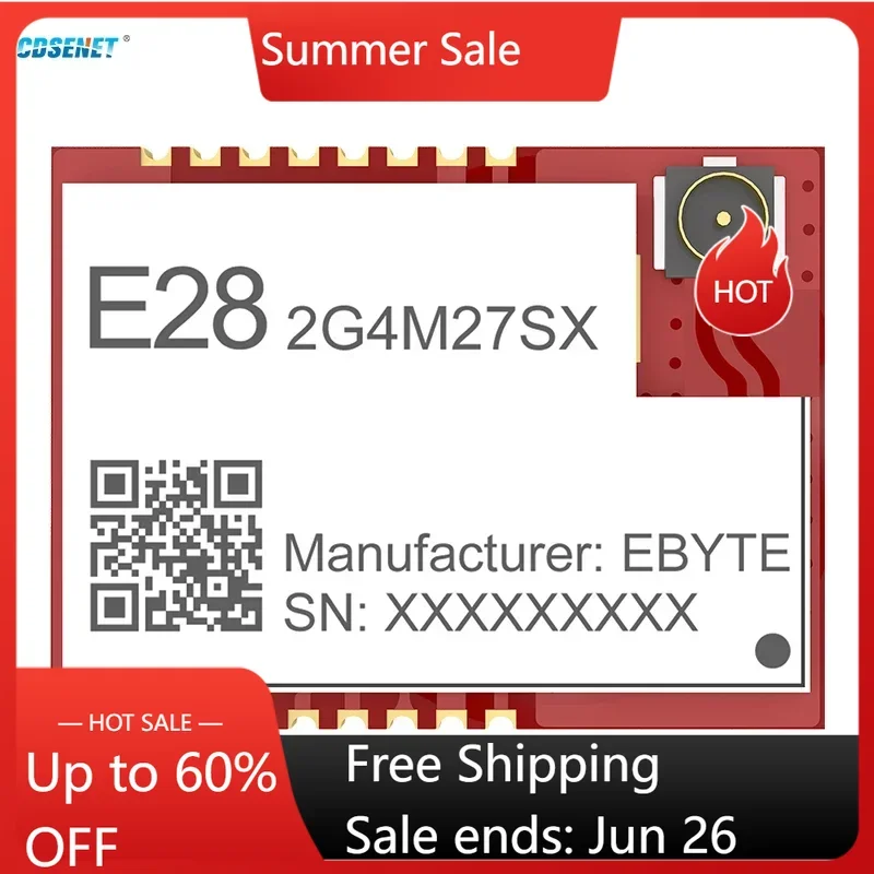 

2,4G SX1281 Lora SPI беспроводной радиочастотный модуль CDSENET E28-2G4M27SX 27 дБм 8 км совместимый BLE высокоскоростной Lora SMD IPEX PA + LNA GFSK FLRC