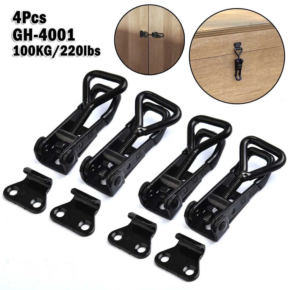 4pcs Toggle Latch Catch Toggle Clamp Adjustable Cabinet Boxes Lever Handle Lock Hasp For Home Sliding Door Furniture Hardware
