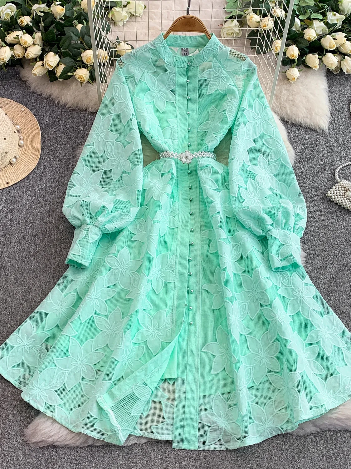 فستان نسائي مجوف مطرز باللون الأرجواني الفاتح عتيق أنيق بأكمام طويلة فساتين فاخرة Y2k ملابس حفلات قطعة واحدة 2025 #2