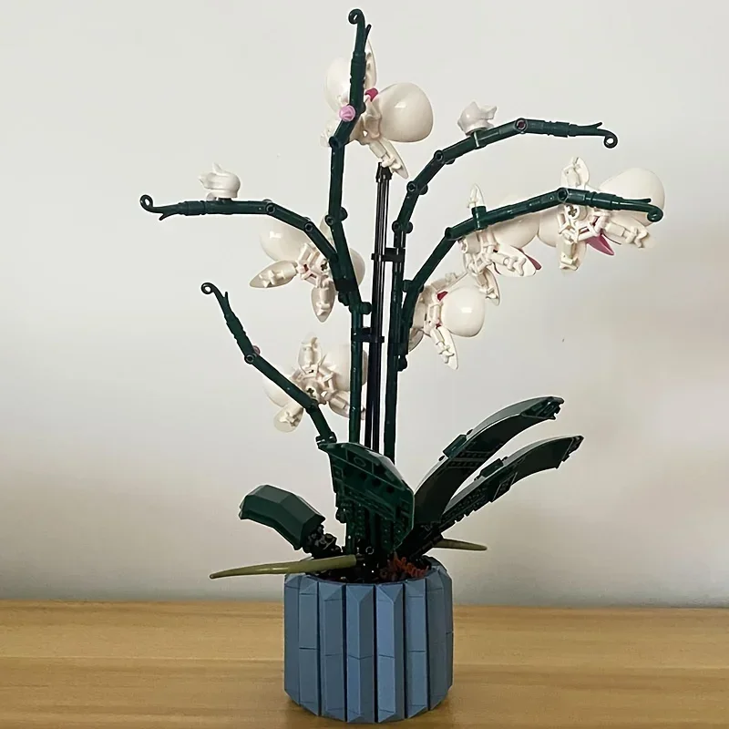 2026 جديد رومانسية زهرة 600 + قطعة باقة الأوركيد بنة لتقوم بها بنفسك بوعاء التوضيح عدة الجمعية الطوب اللعب فومانسي فتاة هدية