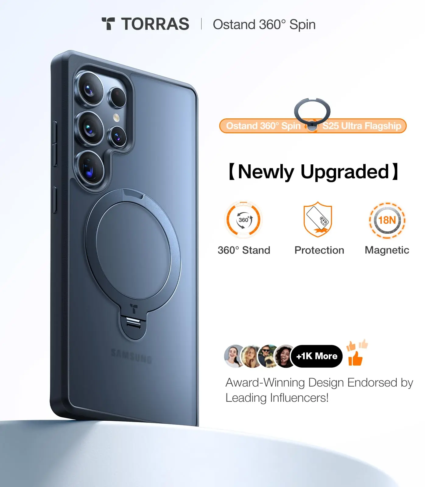 TORRAS 360° Rotating Magnetic Holder Case for Samsung Galaxy S25 Ultra Phone Case S25 Plus Ultra Slim S25 Phone Case For Magsafe