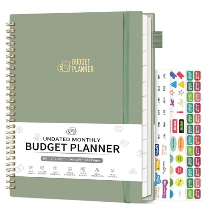 

Budget Planner - Monthly Budget Book for Daily Expense Tracking, Business, Debt, Savings, B5 7.3" x 10.15" Undated Financial Pl