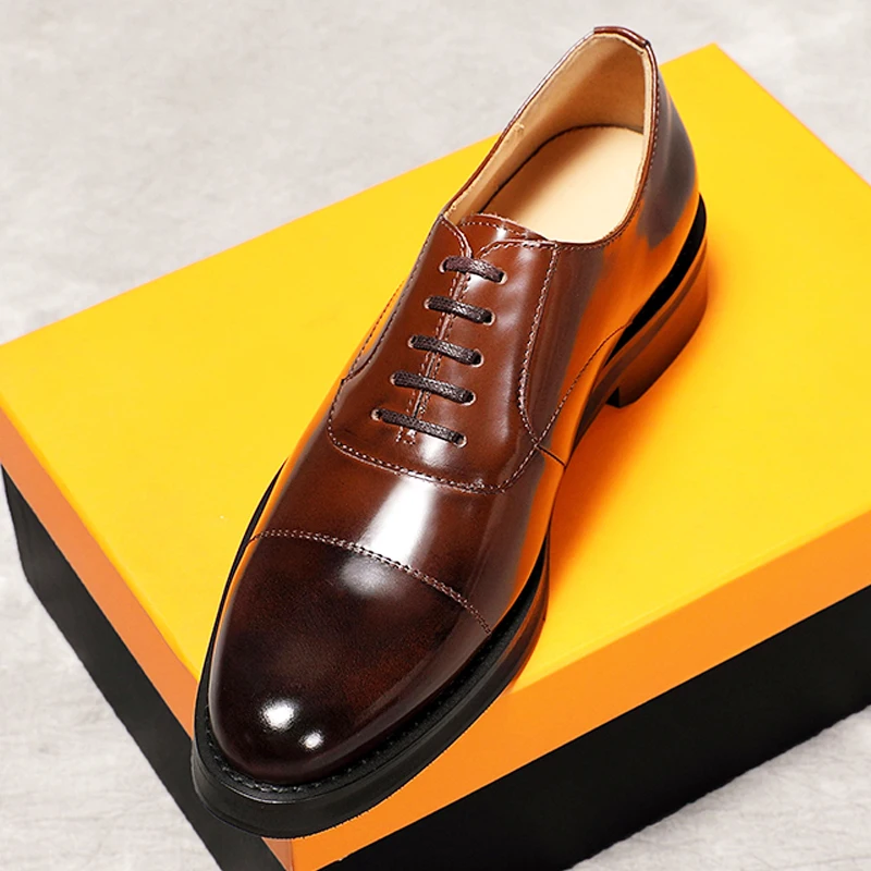 

Мужские модельные туфли, свадебные деловые формальные офисные повседневные модные оксфорды, мужские уличные рабочие туфли из натуральной кожи на шнуровке, молодежная обувь