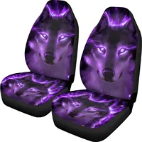 Universal Car Seat Covers Set 2 Packs Purple Wolf Animal Print Breathable Vehicle Front Bucket Seat Protector SUV Truck Sedan