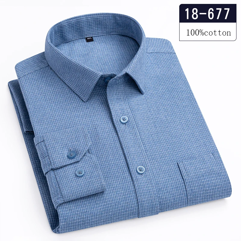 New in shirt Luxury quality pure cotton houndstooth long-sleeve shirts for men slim fit Casual shirt plaid soft designer clothes