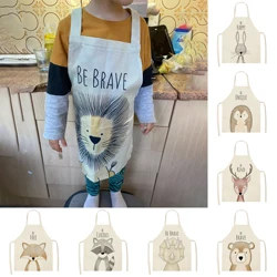 Kitchen Cooking Apron Animal Lion Print Aprons For Elk Bear Fox Women Sleeveless Kids Apron Pinafores Children Aprons Home Bib