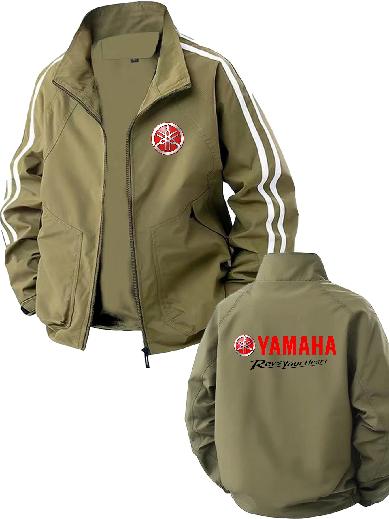 

Yamaha casual sports zipper jacket, pure color, double bars, high quality, fashionable, spring and autumn