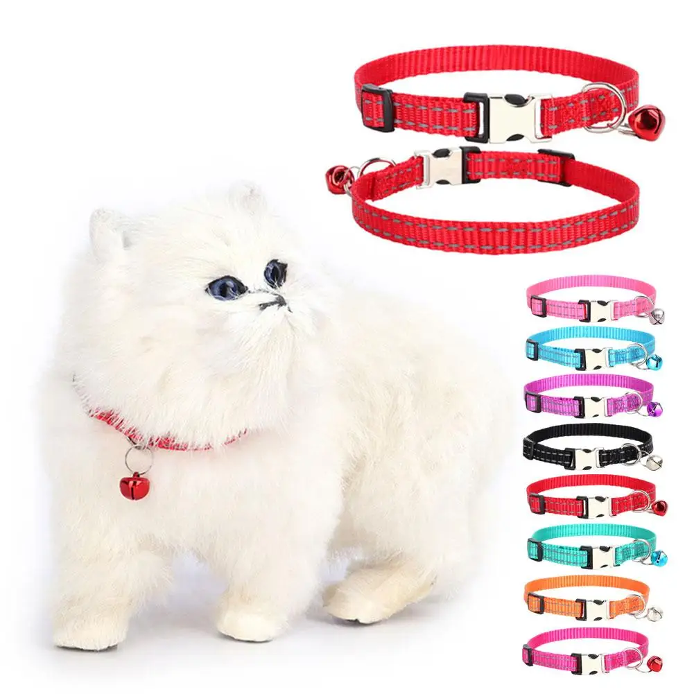 11color Cat Reflective Collar 19-30cm Adjustable Size Can Add Pet Information For Personalization Night View With Anti-lost L6O5