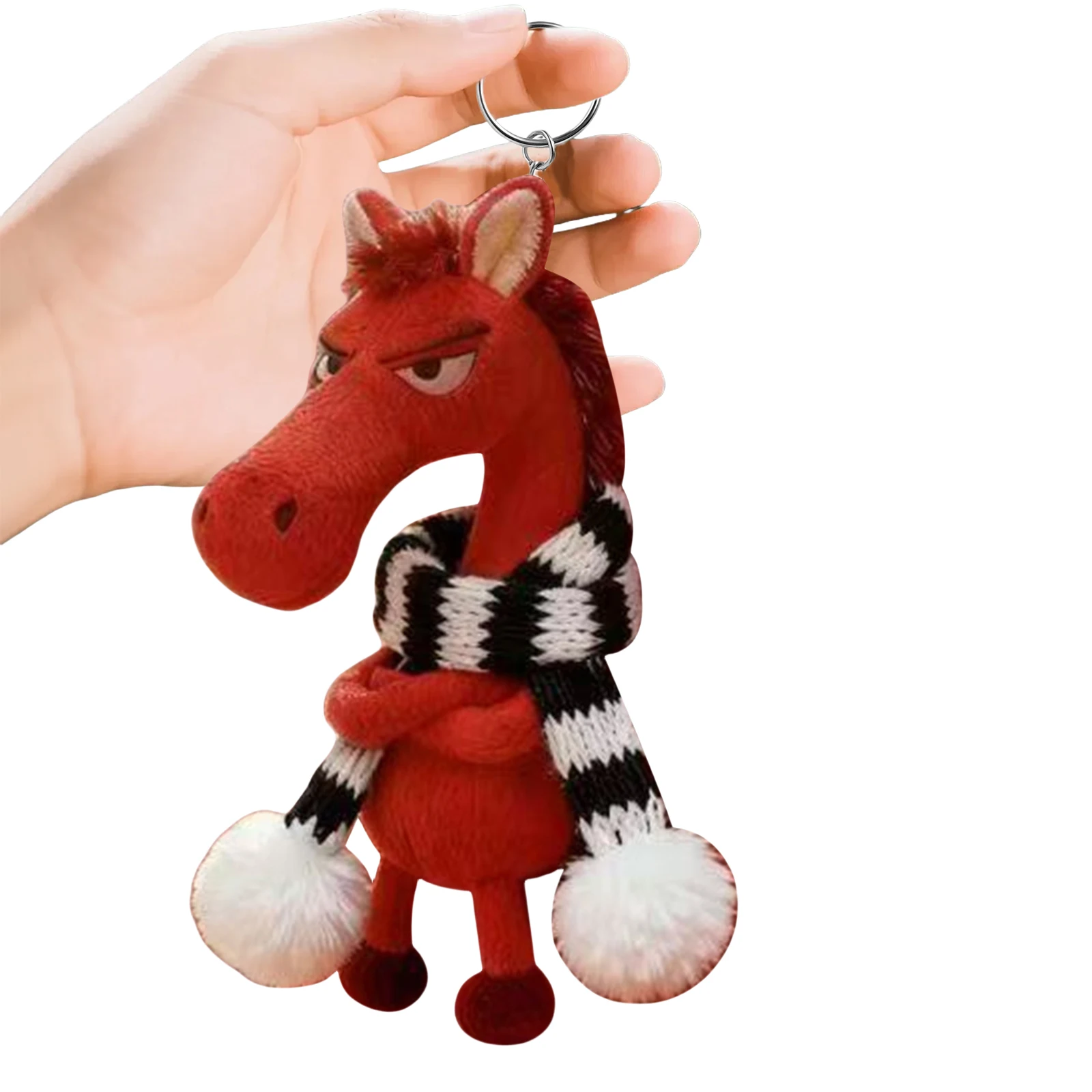 Zacht pluche paardenhanger die sterkte, moed en evenwicht symboliseert, paardensleutelhanger pluche speelgoed met sjaal voor rugzak, tas en handtas