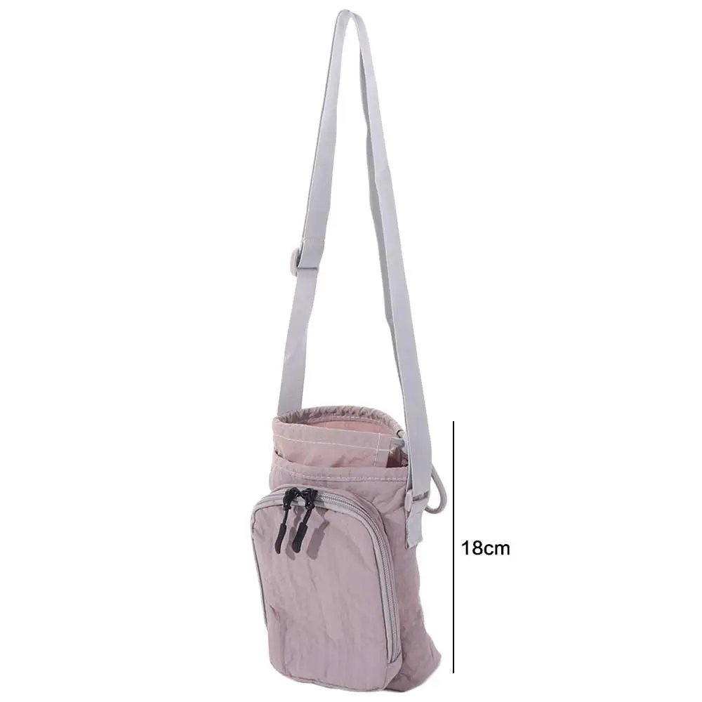Canvas-Schultertasche für Wasserflaschen, einfarbig, mit Kordelzug, Umhängetasche für Mobiltelefone, im koreanischen Stil, minimalistische Tasche für Wasserflaschen. – Detail 2
