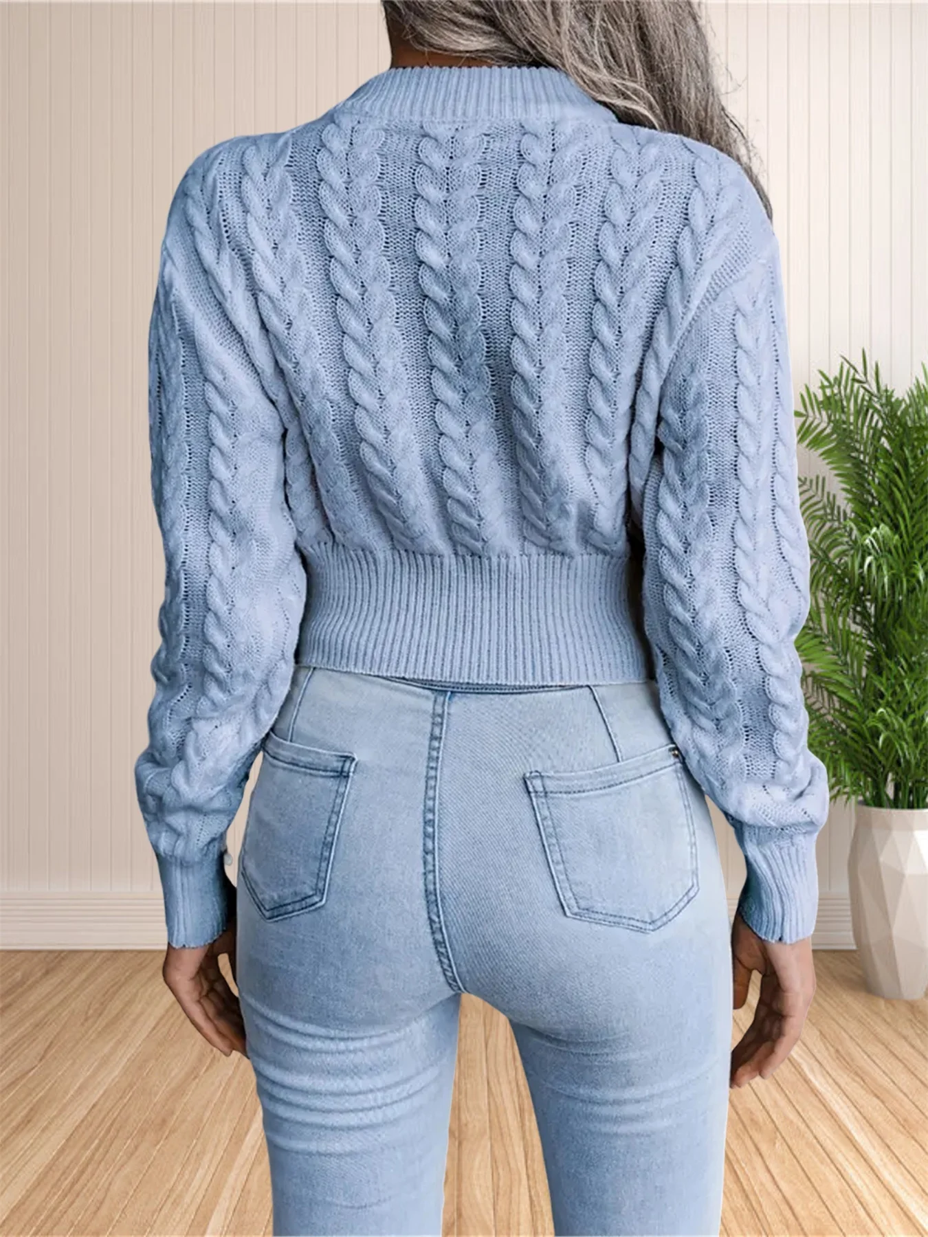 سترة نسائية محبوكة بأكمام طويلة ، طراز إنز ، توب غير رسمي ، الخريف ، الخريف ، الشتاء #4