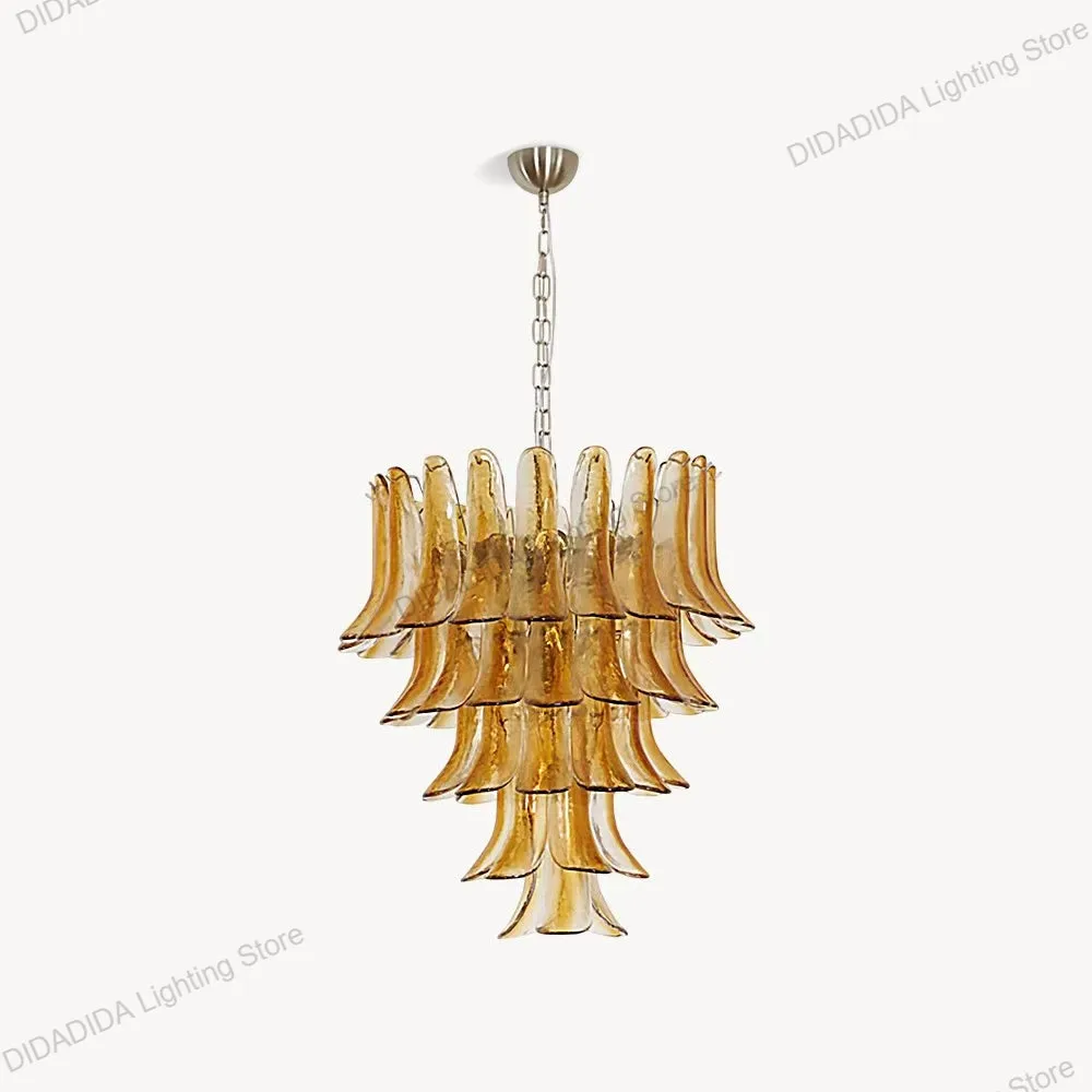 

American Classic Murano Horseshoe Glass Pendant Lamp with Petal Shapes Custom Multicolor Electroplated Brass Silver
