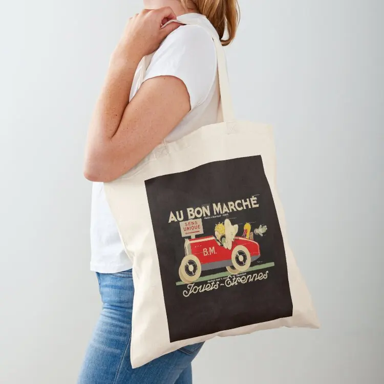AU BONNE MARCHE: Vintage Toy Store Advertising Print Tote Bag tote bag custom Customizable tote bag Canvas shoulder