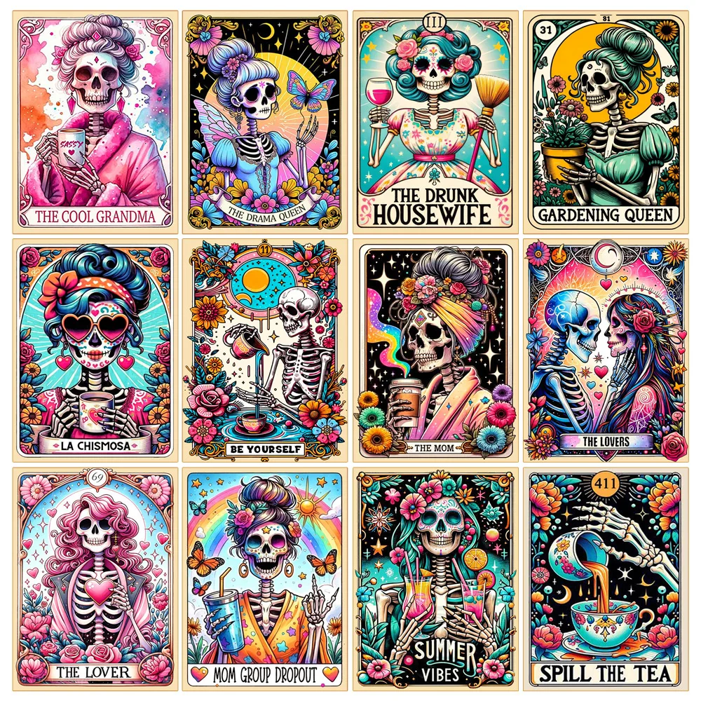 5D DIY Schädel Mädchen Kunst Diamant Malerei Tarot Schädel Frau Mosaik Kreuz Stich Kit Strass Dekorative Malerei