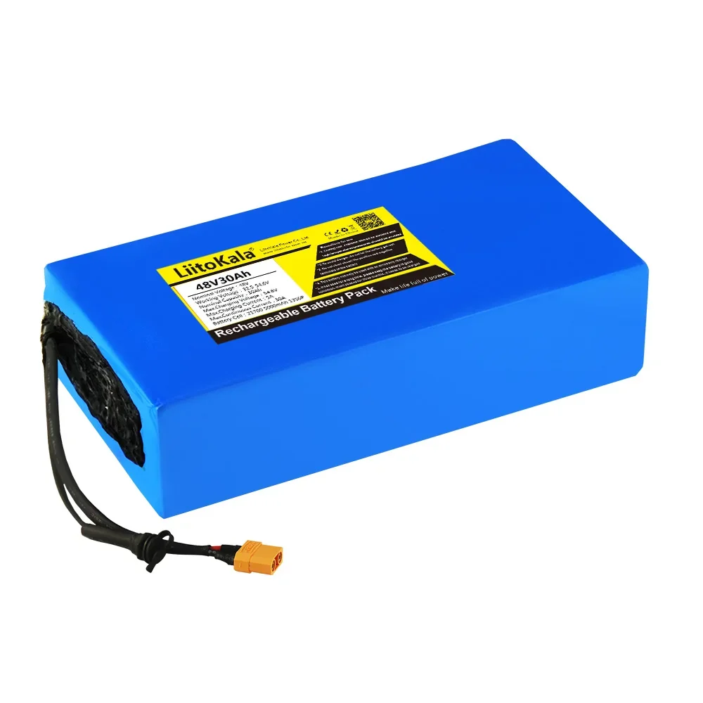 LiitoKala 48V 30Ah 21700 5000mah 13S6P Lithium ion battery Scooter Battery 48v 30ah Electric Bike Battery XT60 48V5A charger