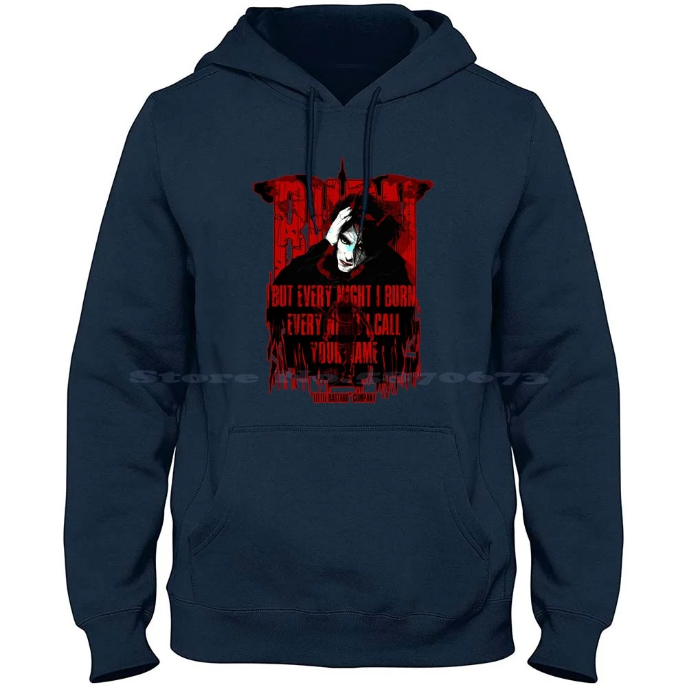 Burn 100% Pure Cotton Hoodie Tshirt Burn The Crow Horror Comics Lee Cure Smith Robert Brandon Black Raven Rain Fire Night