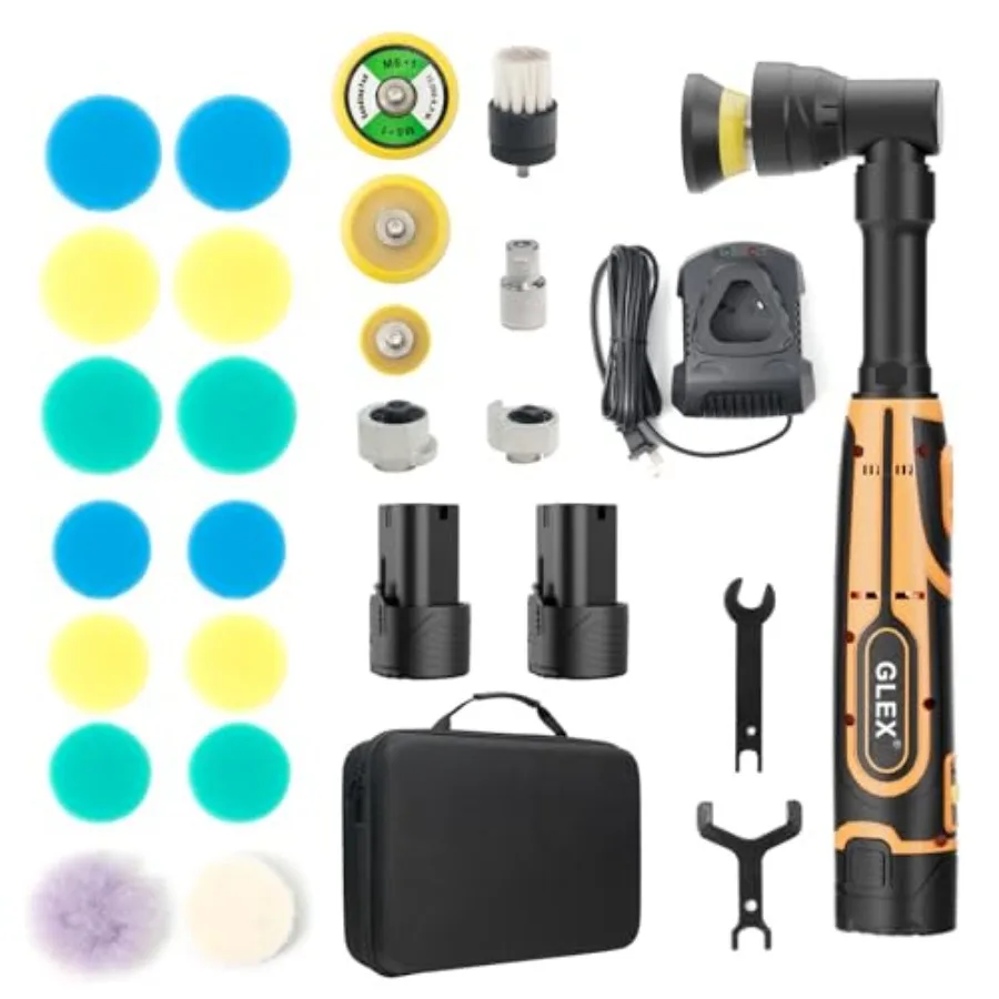 

Cordless Mini Polisher for automotive scratch repair 12V lithium-ion powered black with gray accents lightweight ergonomic desi
