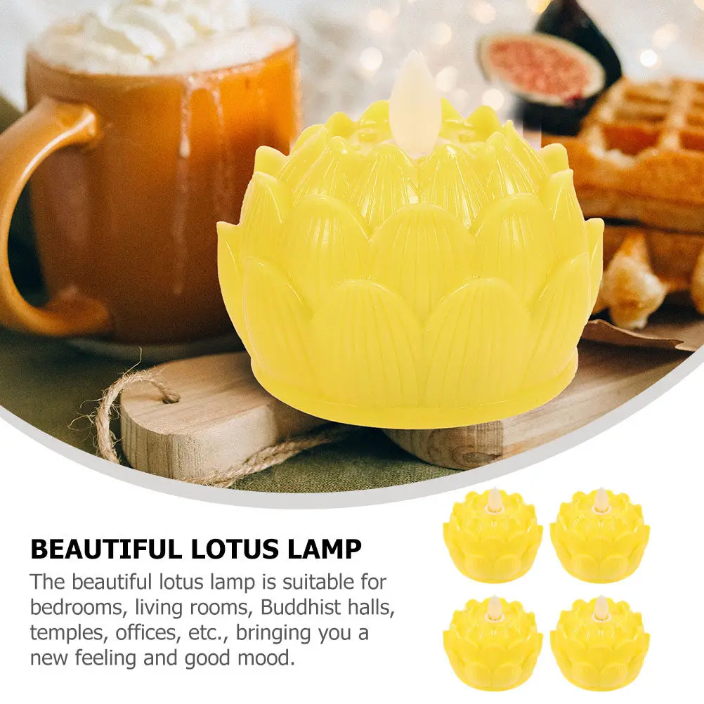 12Pcs LED Lotus Light Creative Artistic Lotus Shape Night Light for Buddha Hall Living Room Bedroom Temple Decoration Flameless