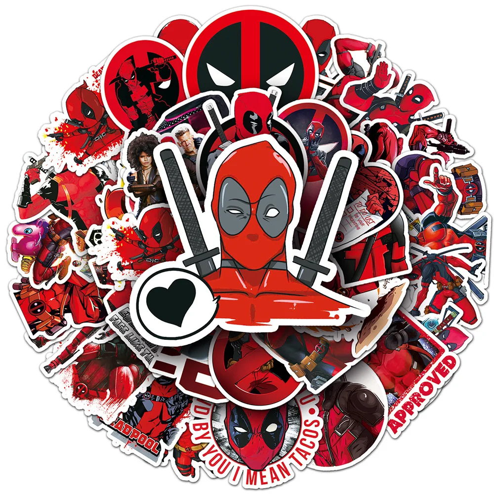 Autocollants du film Disney Deadpool pour enfant, décalcomanies super cool pour moto, ordinateur portable, dessin animé, jouet, 506, 10, 30, 50 pièces