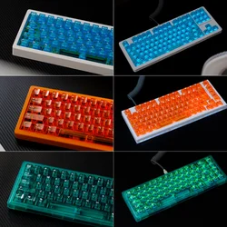 114 Keys Crystal Transparent Keycaps PC Cherry Profile UV pad print Keycaps Set For Cherry Mx Switches Mechanical Keyboard 60%,