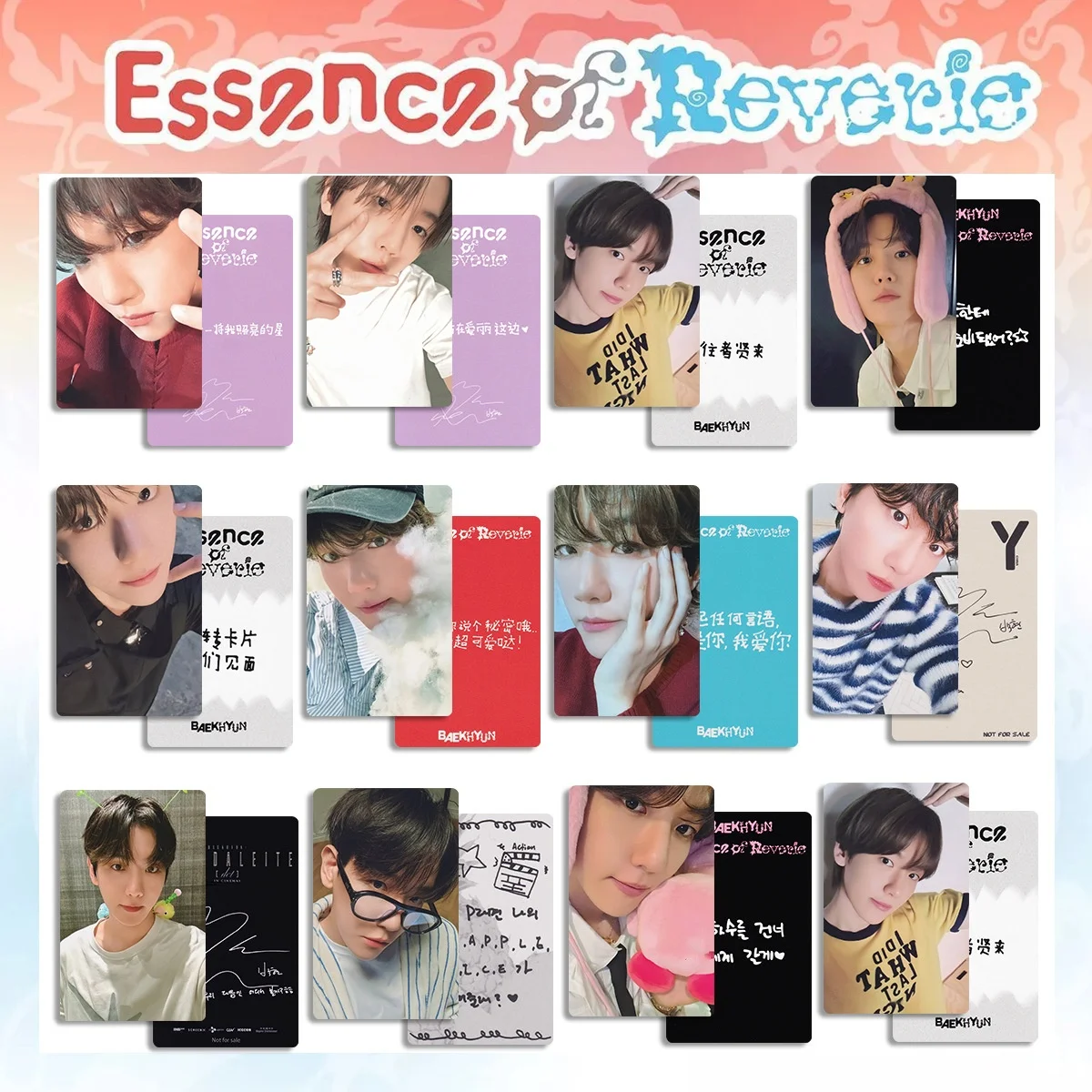 

Kpop Idols BAEKHYUN Photocards ESSENCE OF REVERIE Album Card INS Korean Style Bright Film Coated LOMO Card Fans Collection