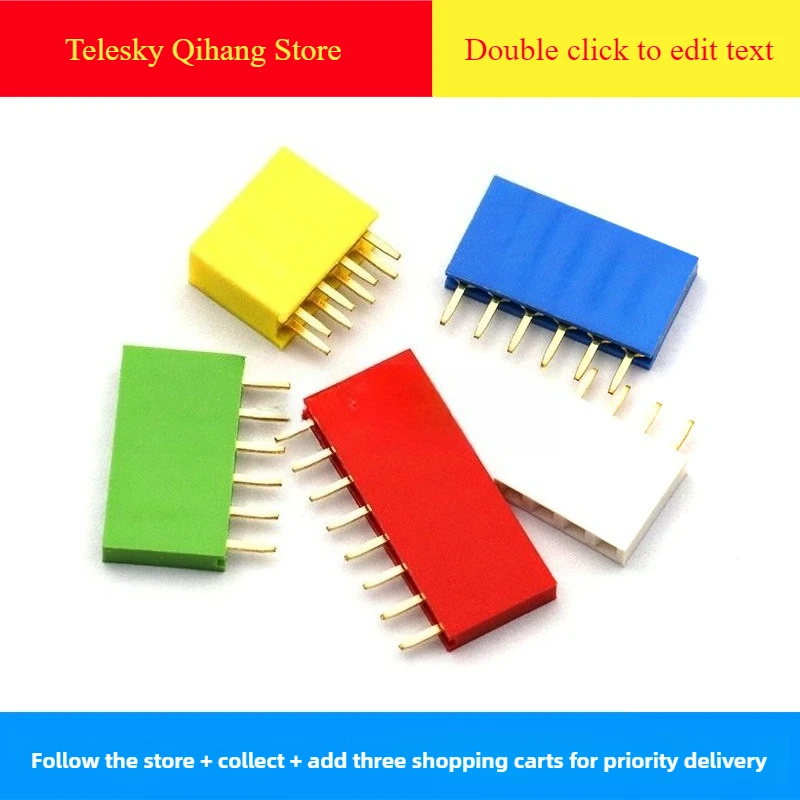 10 sztuk 2.54mm kolor jednorzędowy żeński złącze pinowe czerwony/żółty/niebieski/biały/czarny/zielony 4/5/6/8/10Pin gniazdo dla Arduino PCB