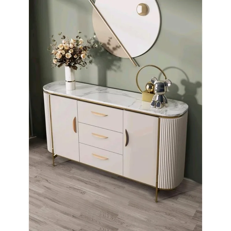 

Modern simple light luxury marble cabinet Living room against the wall Household small apartment Decorative storage cabinet