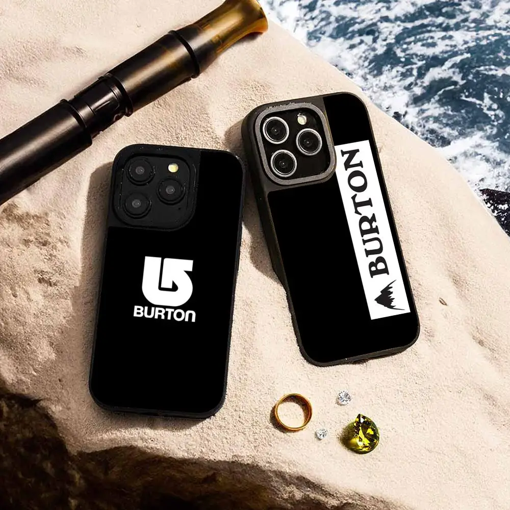 Funda Protectora para Teléfono con Diseño de Moda de la Marca Skipping Brand Burton para iPhone 17 16 15 14 13 12 Pro Max, de Piel de Oveja con Bordes Plateados