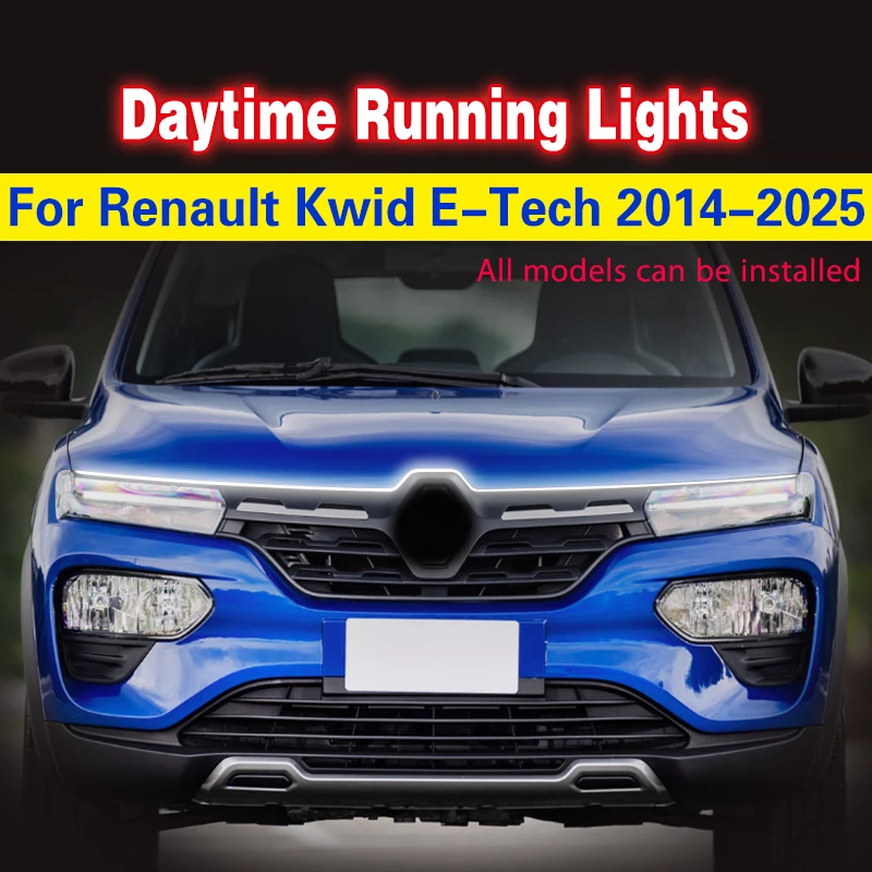 LED Fog Light Car Fog Lamp DRL Daytime Running Light For Renault Kwid E-Tech 2014-2025 Flexible Auto Decorative Atmosphere Lamps