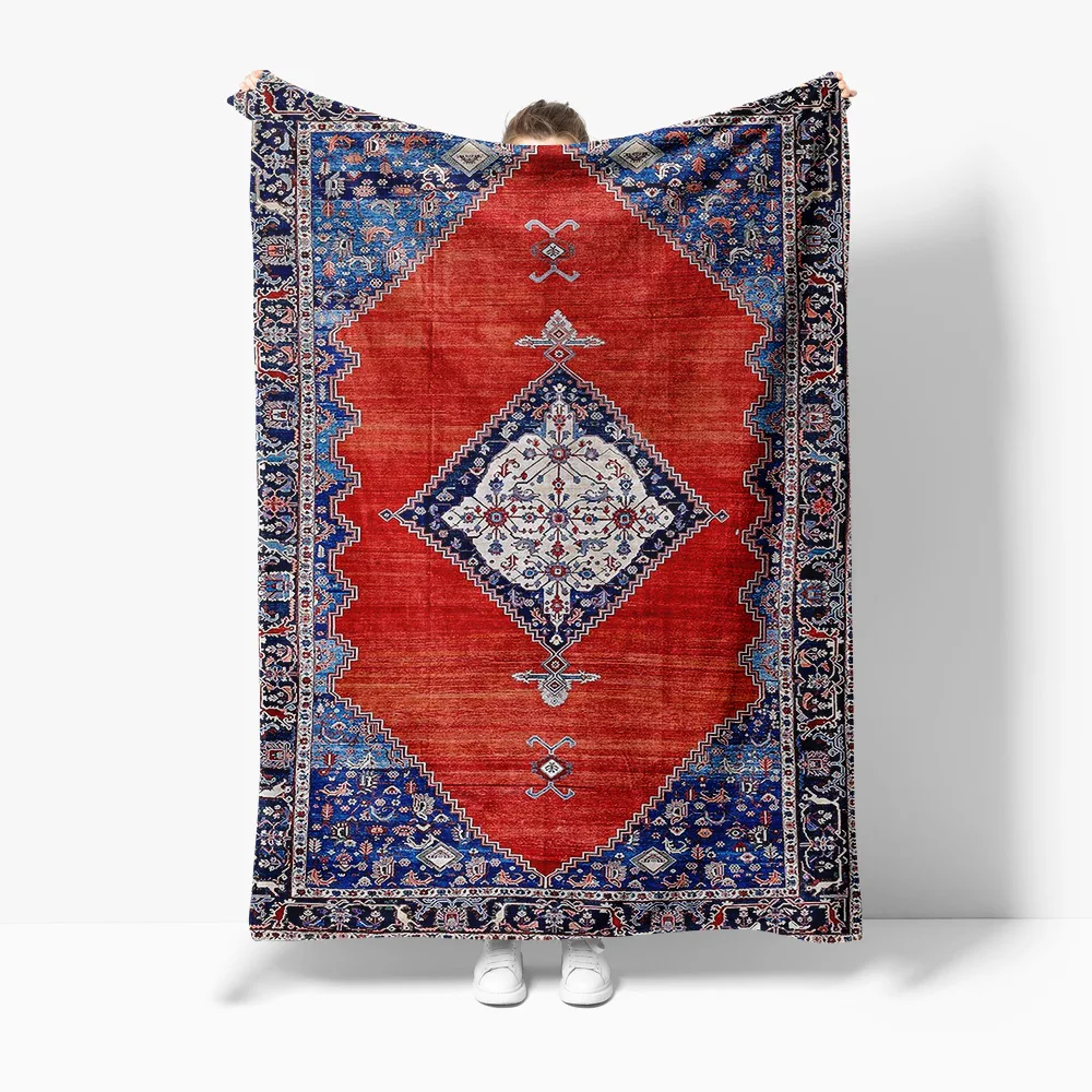 Turkish Kilim Vintage Red Blue Shag Rug Traditional Handmade Area Carpet Home Decor Cushion Cover Blanket